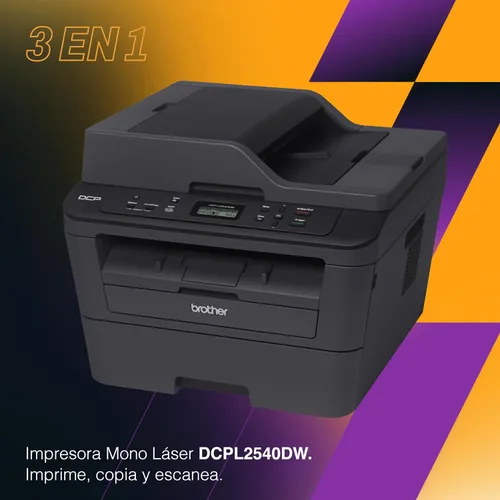 Vista 2 de Impresora láser inalámbrica compacta Brother DCPL2540DW, Negro