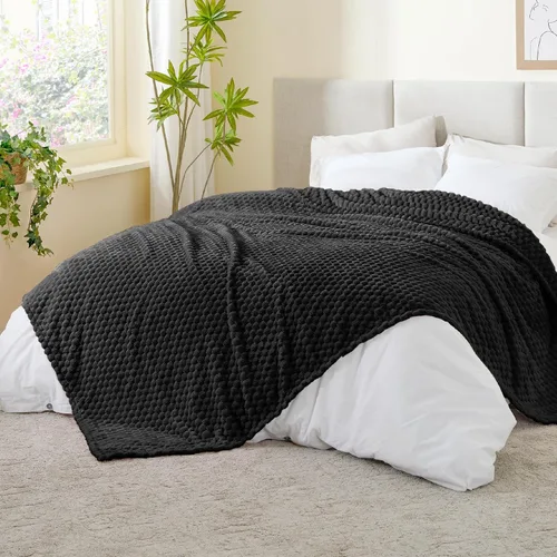 Vista 201 de BEDELITE Manta de forro polar para sofá y cama, manta decorativa de jacquard 3D de almendra, súper suave y acogedora, manta mullida cálida adecuada