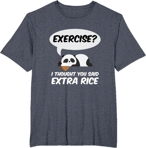 Vista 101 de ¿Ejercicio? I Thought You Said Extra Rice Panda Gift T-Shirt, Negro, S