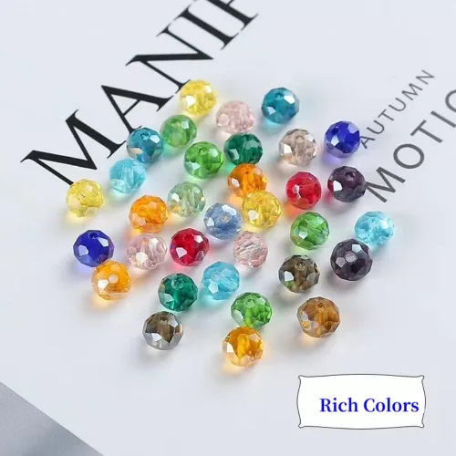 Vista 5 de 500 piezas de cuentas de cristal de vidrio facetado de 4 mm con agujero para pulseras, collares, aretes, joyería DIY, manualidades (Serie Negra)