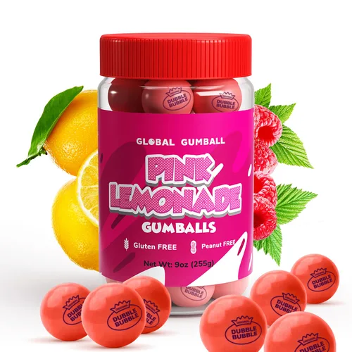 Vista 21 de Bolas de chicle en frasco - Bolas de chicle grandes de 1 pulgada - Goma de mascar sabor a arándano con burbujas - Goma para niños verde - Bolas