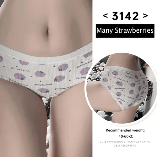 Vista 4 de SINMIUANIME Bragas de algodón transpirable para mujer, ropa interior con estampado de anime, 5