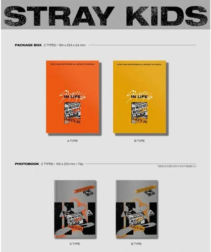Vista 2 de Stray Kids 3 Gift IN LIFE Standard Ver.- B Type Folded Poster Random Extra Photocard+KPOP Premium Mask