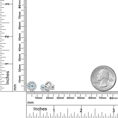 Vista 76 de Gem Stone King Aretes redondos de plata de ley 925 de 0.236 in con piedra natal extraíble para mujer