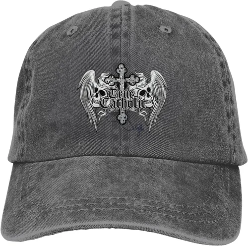 Vista 9 de Cowboy Hat Trendy Hats for Man and Women Djustable Four Season Outdoor Baseball Cap of Hell Skull with Angel Deep Heather