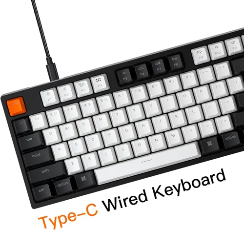 Vista 5 de Keychron Teclado mecánico con cable con diseño de Mac C1 interruptor Gateron G Pro marrón 87 teclas Tenkeyless ABS teclado de computadora para PC