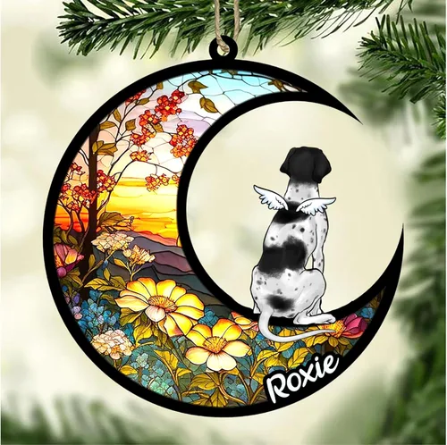 Vista 643 de LOVELYPOD Adorno de Navidad personalizado para perro Basset Hound (marrón) Basset Hound (marrón) adorno para atrapasoles de perro, razas de perros