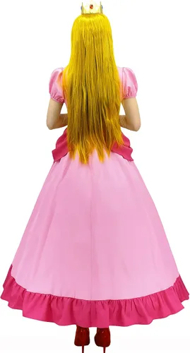 Vista 3 de Disfraz de princesa melocotón de Super Brothers para mujer, vestido de cosplay de Halloween