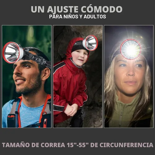 Vista 6 de Aikertec Paquete de 2 faros recargables, linterna de cabeza súper brillante, funciona con batería de 80 horas, ajustable a 120°, impermeable IP67