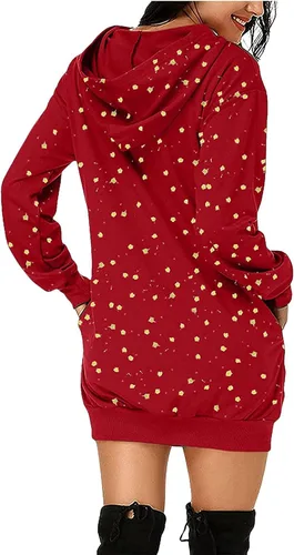 Vista 4 de Kosheko Vestido de suéter para mujer, con estampado de renos feos y bolsillos, para Navidad, para el día de San Valentín