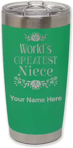 Vista 37 de LaserGram Vaso aislado al vacío de 20 onzas, con grabado personalizado incluido (negro)