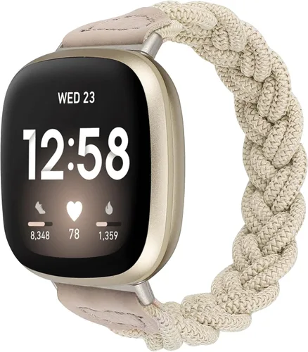 Vista 6 de Wearlizer Banda elástica compatible con correas Fitbit Versa 4 3/Sense 2 1 Correa trenzada para mujer, correa trenzada elástica para Versa