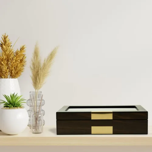 Vista 5 de Caja de reloj de madera de lujo multiusos, gafas de sol, gemelos y organizador de joyas - Love Forever