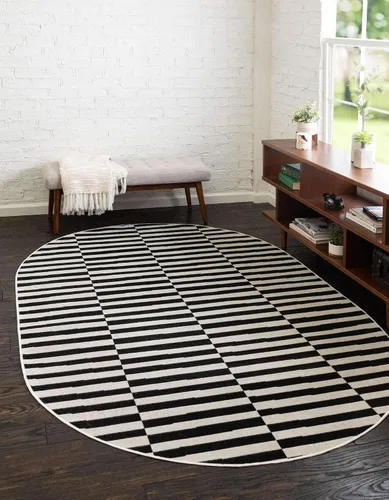 Vista 14 de Unique Loom Williamsburg Collection - Alfombra informal de transición gruesa con rayas alternas (8 pies x 10 pies, rectangular, gris/beige)