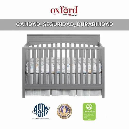 Vista 3 de Oxford Baby Harper - Cuna convertible 4 en 1, gris paloma, certificado GreenGuard Gold Gris (Dove Gray)