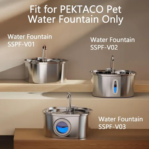 Vista 6 de PEKTACO Filtros de fuente de agua para gatos, esponjas de repuesto y prefiltro para fuente automática de mascotas de 3.2L/108 onzas, dispensador