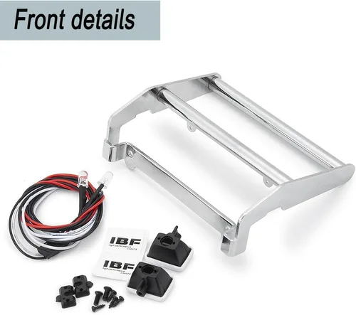 Vista 3 de MOHERO Parachoques delantero de metal con 2 luces LED para 1/10 TRX4 Bronco RC Crawler accesorios de coche