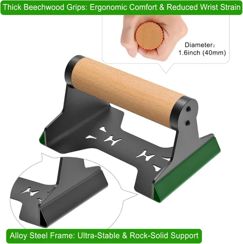 Vista 2 de SELEWARE Wood push up bars Parallettes bars Anti-slip Handstand Bars for Calisthenics, Fitness, Floor workouts Solid Wood with Sturdy Metal Bracket