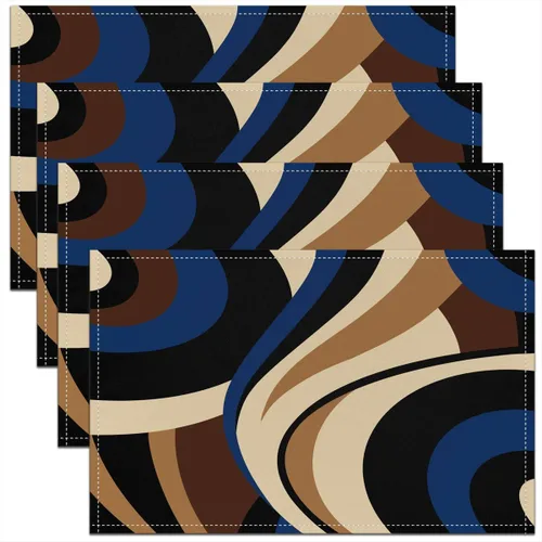 Vista 6 de Modern Circles - Juego de 4 manteles individuales de 12 x 18 pulgadas, patrón geométrico abstracto, decorativo, para niños, adolescentes y adultos