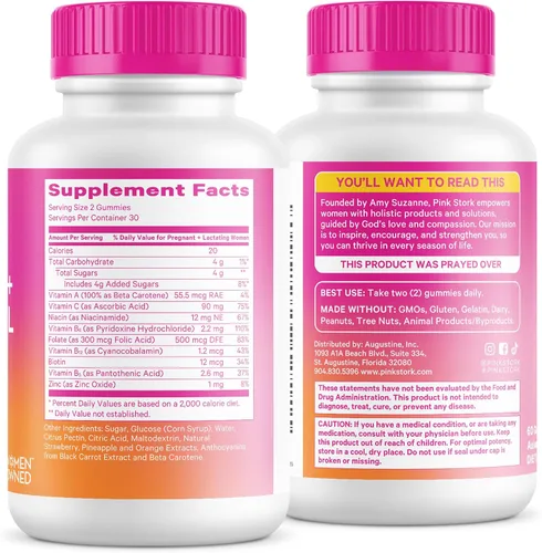 Vista 8 de Pink Stork Fertilidad + vitaminas prenatales + gomosas posnatales – Apoyo completo para el viaje de la maternidad – Multivitamínico con folato