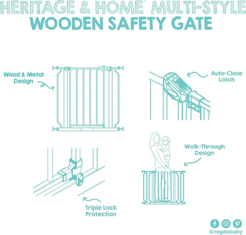 Vista 14 de Regalo Safety - Puerta de madera extra ancha de 39 pulgadas, montaje a Negro/Madera de cerezo