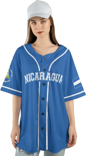 Vista 6 de Camiseta de béisbol de Nicaragua personalizada, camiseta de béisbol de Nicaragua personalizada para hombres y mujeres, camisas nicaragüenses