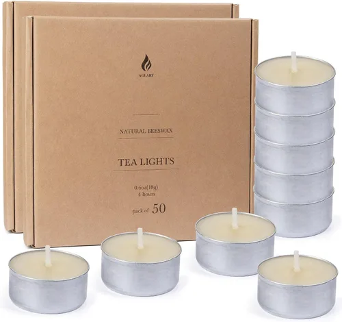 Vista 17 de Paquete de 9 velas de cera de abeja pura en vasos de aluminio, 4-5 horas de tiempo de combustión, mecha de algodón sin plomo, velas naturales sin
