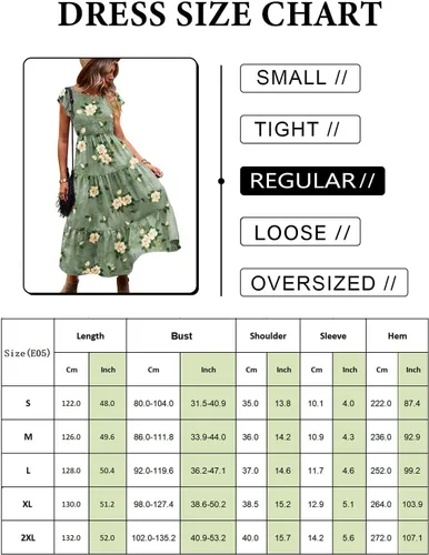 Vista 5 de YESNO Vestidos de verano para mujer, con volantes, manga casquillo, vestido casual bohemio con corpiño fruncido con bolsillos, E05