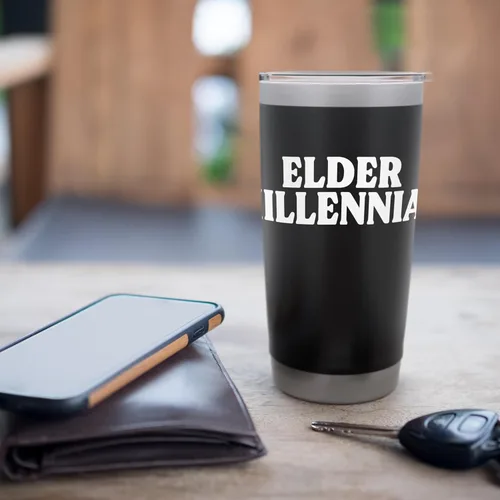 Vista 7 de Elder Millennial Funny Retro 90s Nostalgia Stainless Steel Insulated Tumbler