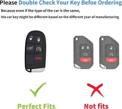 Vista 2 de Funda para llavero Jeep de piel auténtica con llavero, compatible con Grand Cherokee Renegade Wrangler Patriot Grand Commander Smart Key Anti-polvo