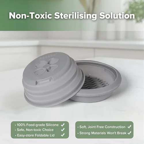 Vista 2 de Haakaa Esterilizador y vaporizador multiusos de silicona para microondas, esterilizador de microondas plegable reutilizable para biberones, piezas
