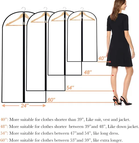 Vista 6 de Bolsas transparentes para colgar ropa de viaje (juego de 6) bolsas de traje para almacenamiento de ropa, bolsas de almacenamiento de ropa, funda