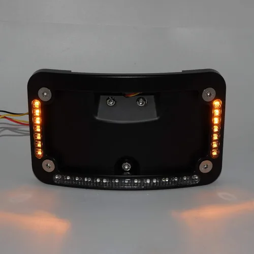 Vista 5 de Soporte para placa de matrícula curvada con doble LED negro para motocicleta con soporte de etiqueta con kit de montaje compatible con 2005-2007