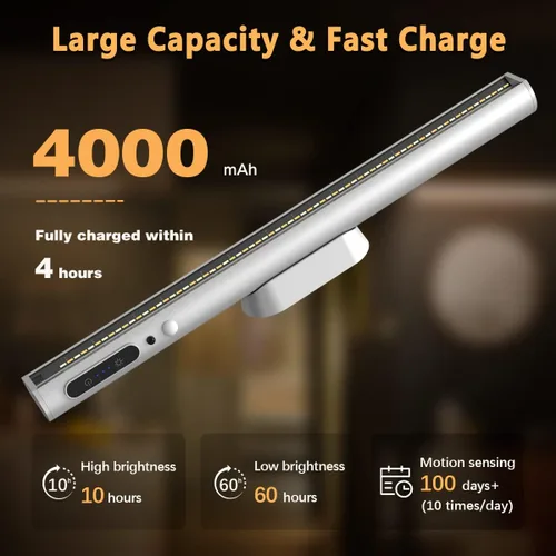 Vista 3 de Barra de luz LED con sensor de movimiento Hapfish para interiores, iluminación debajo del gabinete inalámbrica Luces De Tira De Pared Con Batería