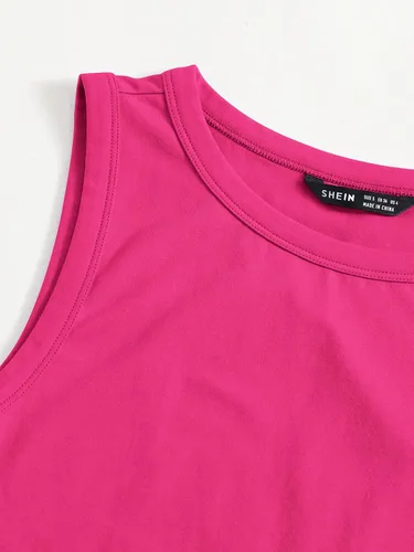 Vista 3 de SheIn Camiseta sin mangas con cuello redondo y espalda cruzada básica para mujer