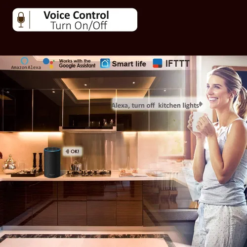Vista 7 de Luces Inteligentes para Debajo del Gabinete que Funcionan con Alexa, Google, Siri, Luz LED para Iluminación de Mostrador de Estante de Cocina