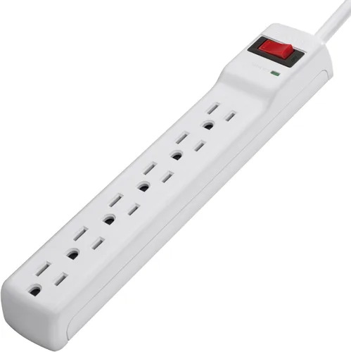 Vista 3 de Belkin Regleta protectora contra sobretensiones, 6 tomas de corriente alterna, cable de extensión de metal resistente de 2 pies de largo