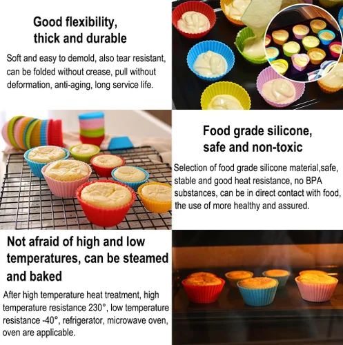 Vista 3 de AKOAK Tazas antiadherentes de silicona reutilizables para hornear, moldes para pasteles, accesorios de cocina para hornear, herramientas para hacer