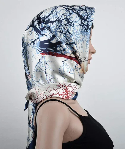 Vista 3 de corciova - Bufanda cuadrada grande para mujer, diadema sedosa para cabello rizado, lazo para dormir por la noche, bandana a la moda, 35 x 35 pulgadas