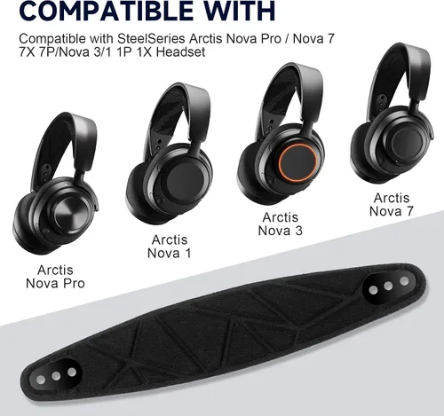 Vista 2 de Almohadilla de repuesto para diadema Nova Pro compatible con SteelSeries Arctis Nova Pro/Nova 7 7X 7P/Nova 3/1 1P 1X Auriculares para juegos (negro)