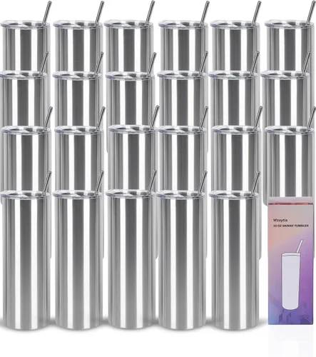 Vista 19 de Paquete de 4 vasos delgados de 20 onzas, juego de vasos delgados de acero inoxidable en caja de regalo individual, 20 onzas de capacidad, vaso