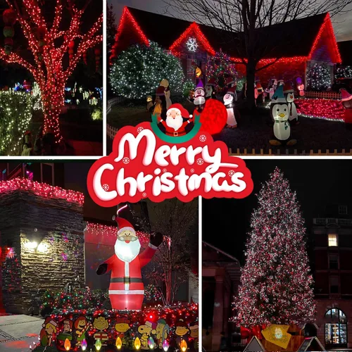 Vista 3 de OZS Guirnalda de luces de Navidad conectables rojas y blancas, paquete de 2 luces de Navidad de 164 pies en total de 400 LED para Rojo y blanco