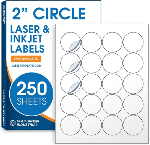 Vista 25 de Etiquetas circulares de 0.75" para láser y inyección de tinta, Spartan