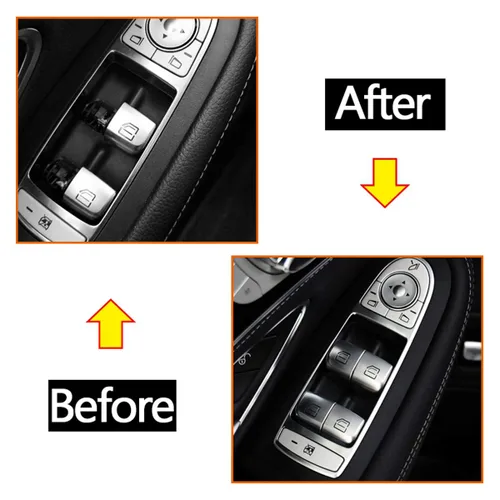 Vista 3 de Moonlinks Cubiertas de botón de interruptor de ventana para Mercedes Benz C E GLC Class, tapas de botón de reparación del interruptor de ventana
