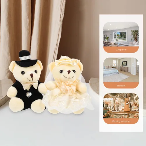 Vista 8 de 2 adornos de oso de boda, adorables osos de peluche para novia y novio, perfectos para decoración de bodas, día de San Valentín, oficina en casa