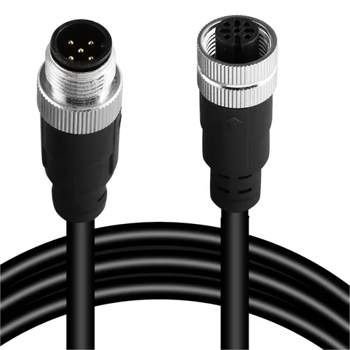 Vista 9 de Cable conector hembra doble M12 de 4 pines – Cable de extensión de sensor impermeable industrial, cable de señal seguro codificado A