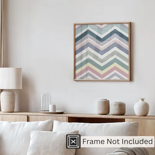 Vista 4 de Ethan Taylor Abstract Wall Art Prints Unframed Square Posters 'Retro 70s Hippie Chevron Pattern II' Retro Home Décor for Living Room, Bedroom