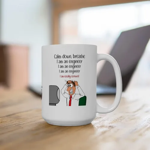 Vista 2 de Taza de café divertida de ingeniero, regalo para compañero de trabajo de oficina, ingeniero frustrado, sabor mejor (15 onzas)