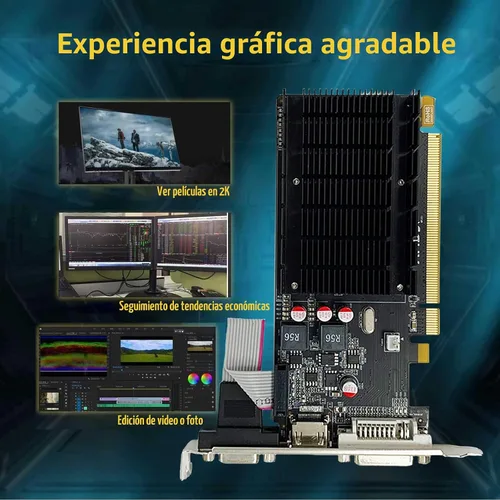 Vista 6 de QTHREE Tarjeta gráfica Radeon HD 5450, 2GB, GDDR3,64 bits, DVI, HDMI, VGA