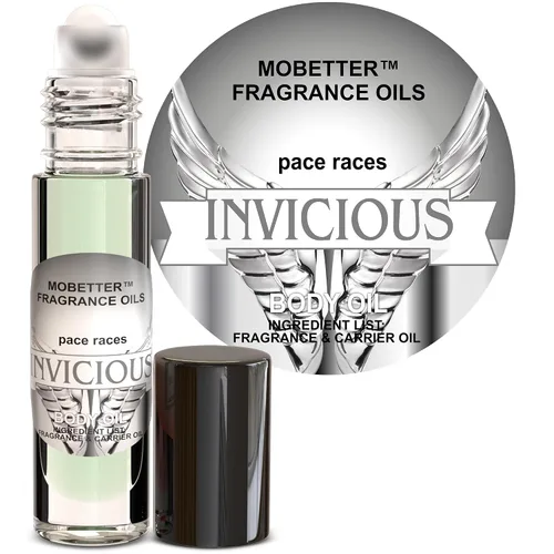 Vista 2 de MOBETTER FRAGRANCE OILS Pace Races Invicious Men Aceite corporal de colonia de 1/3 oz en botella de vidrio
